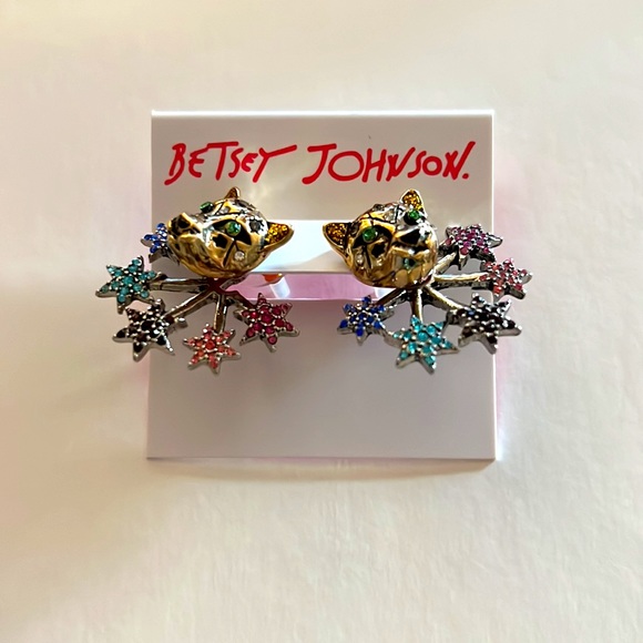 New Betsey Johnson multicolored HEAVENLY CREATURES front/back earrings - Picture 10 of 12